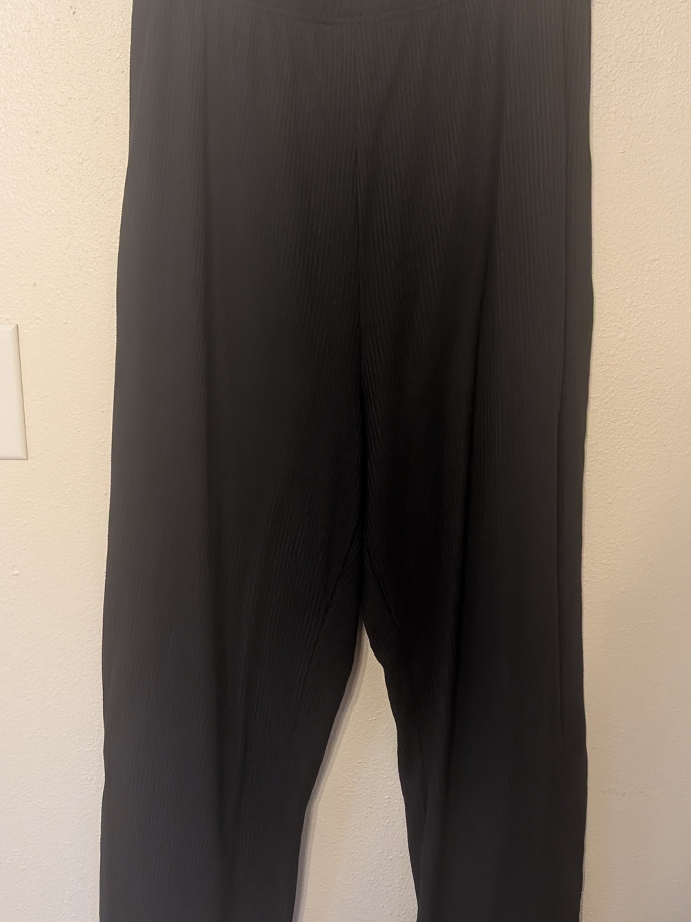 Fashion Nova Black Ribbed Pajama Pants With White Lace 1X